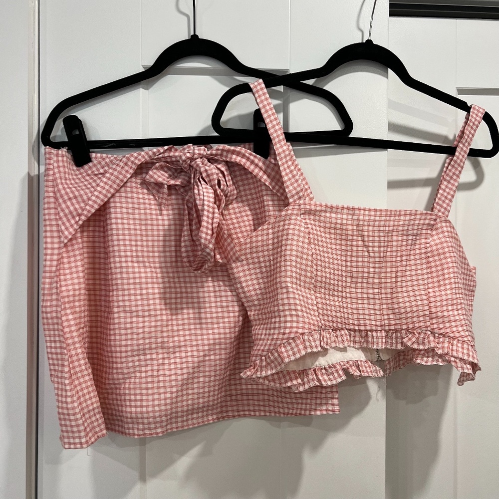 Two-Piece Matching Plaid Set